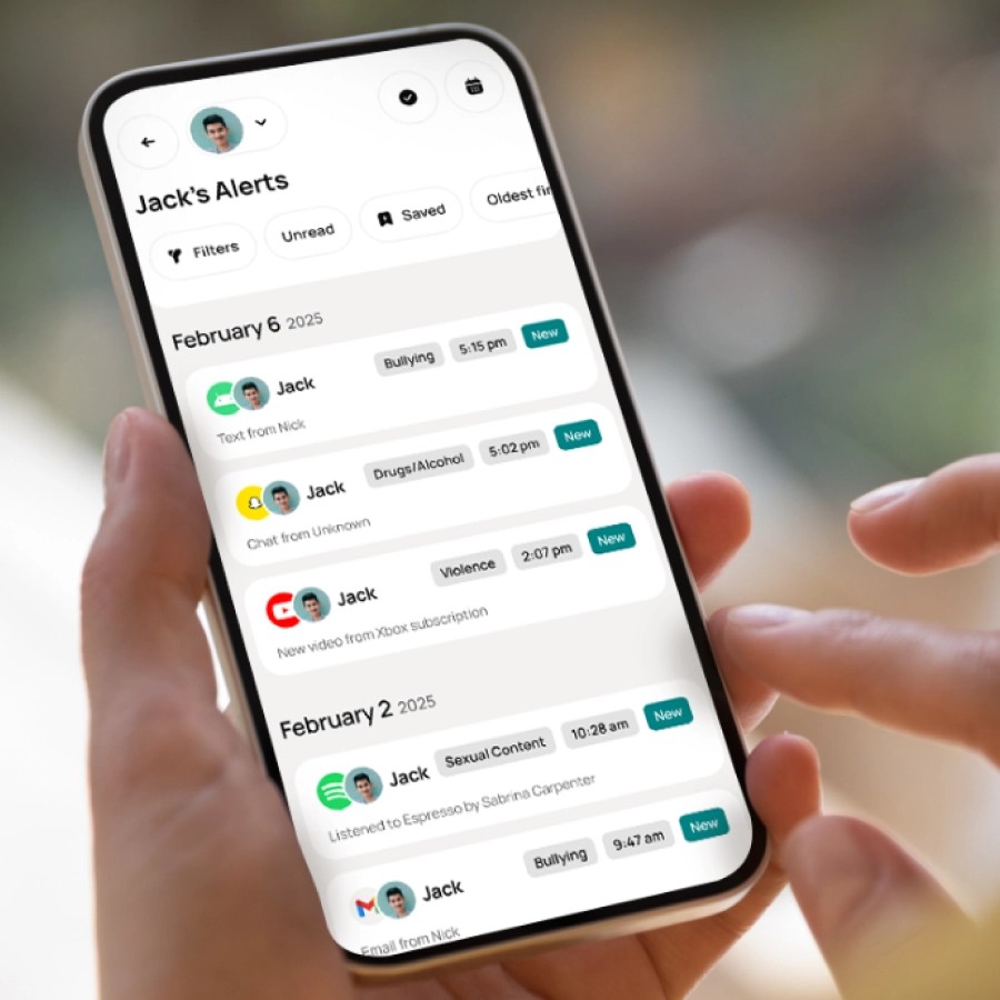 Bark alerts list showing flagged activity
