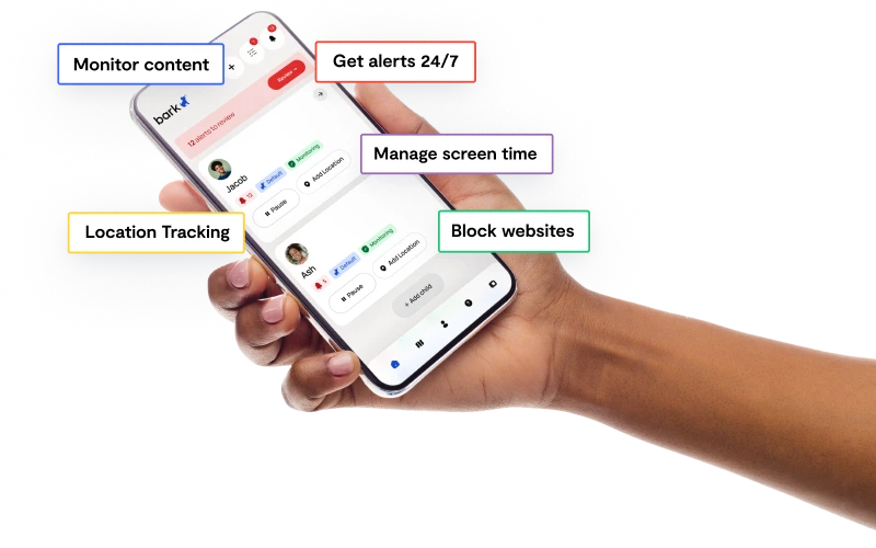 Bark parental control app dashboard on a phone