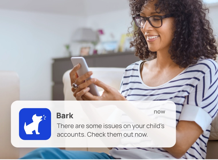 Bark monitoring dashboard on a phone